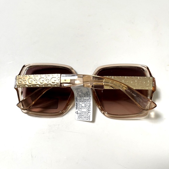 New Original GUESS Oversized Square Sunglasses GO00031 Clear Acetate Brown - Picture 5 of 6